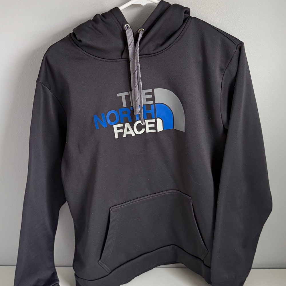 The North Face Men's Charcoal Hoodie with Blue Logo men’s M
